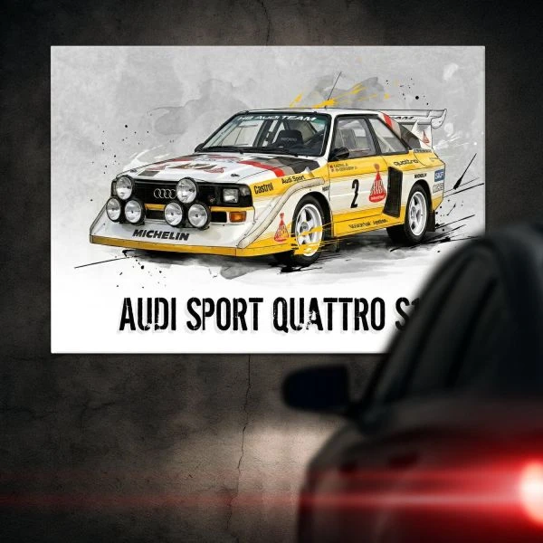 Duzy obraz metalowy na sciane z grafika Audi Sport Quattro S1